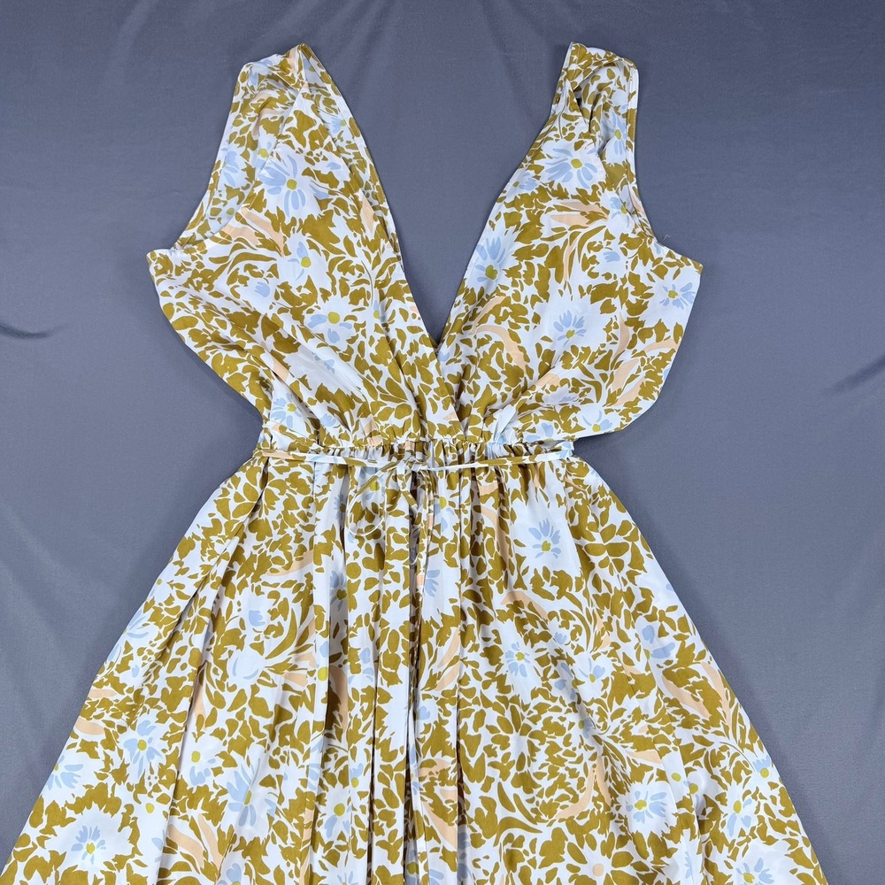 Show Me Your Mumu Floral Maxi Dress Womens M Yellow Blue Tassel Tie Boho Summer - Picture 7 of 12